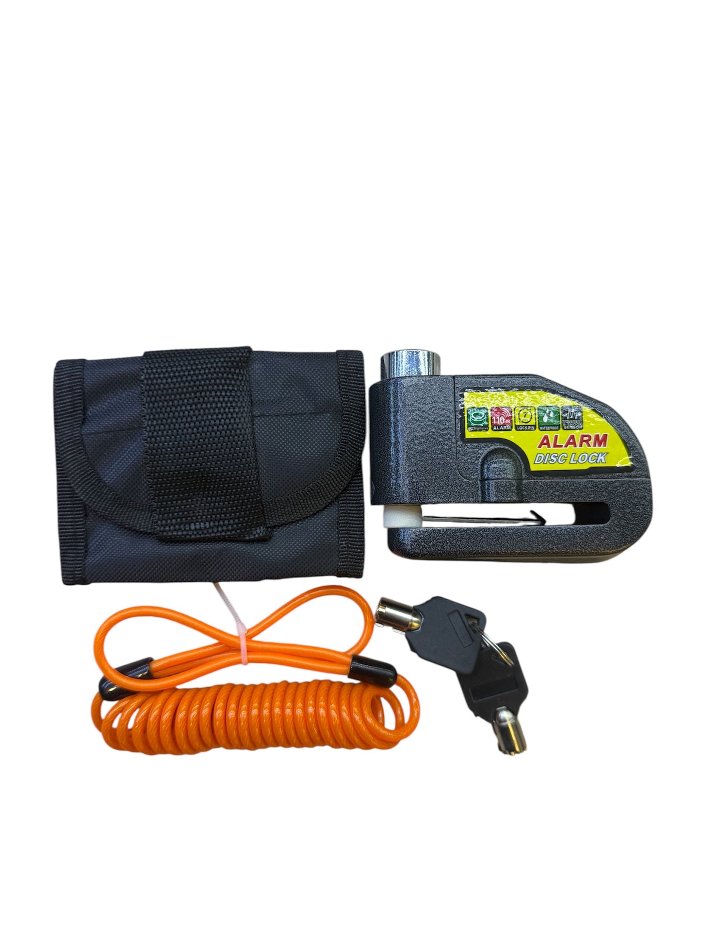 CANDADO DE DISCO CON ALARMA + ESTUCHE+RECORDATORIO